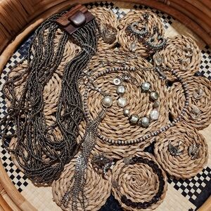 Silver-Tone Beaded Layered Necklace - Elegant Women's Jewelry